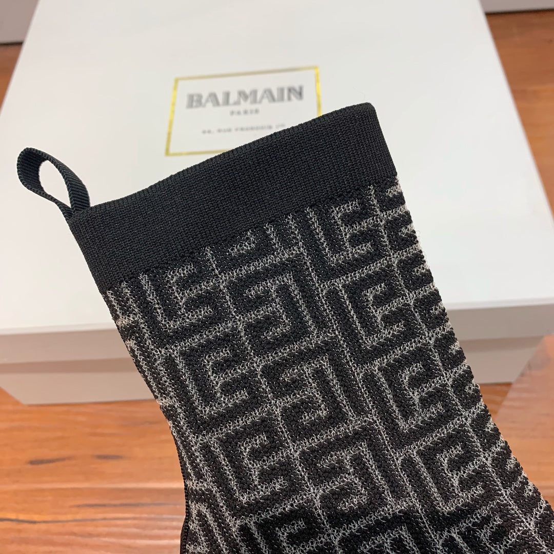 ЧЕРЕВИКИ BALMAIN 26S 105 ММ ЧОРНОГО КОЛЬОРУ З ТКАНИНИ В СТИЛІ FLYKNIT СТИЛЬ 19