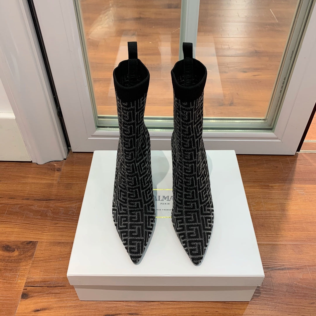 ЧЕРЕВИКИ BALMAIN 26S 105 ММ ЧОРНОГО КОЛЬОРУ З ТКАНИНИ В СТИЛІ FLYKNIT СТИЛЬ 19