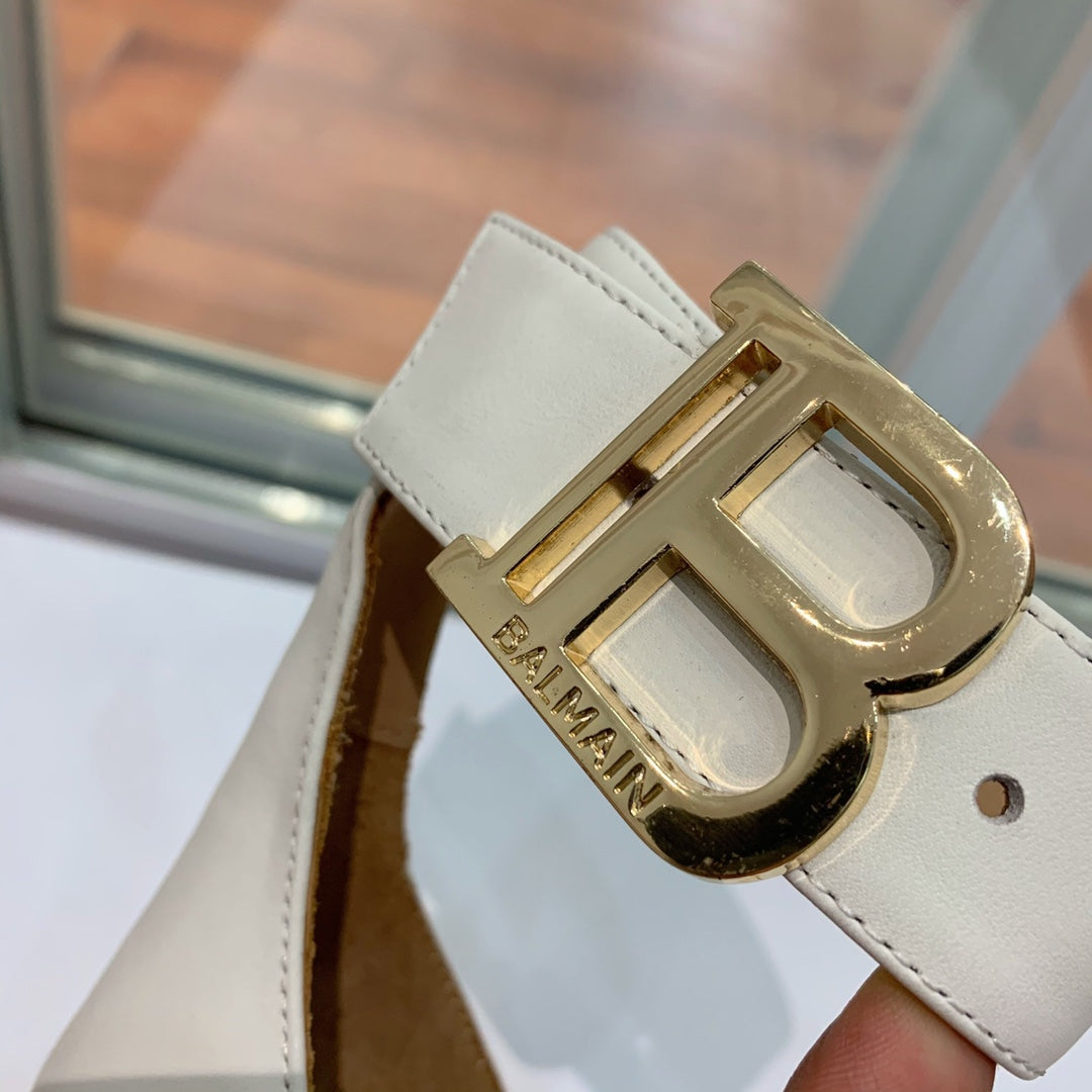 BALMAIN 25S THIN STRAP HIGH HEELS 105MM IN IVORY CALFSKIN GOLD HARDWARE - 35
