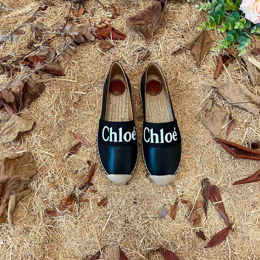 ЛОФЕРИ-ЕСПАДРИЛЬЇ CHLOÉ 26S З ЧОРНОЇ ТЕЛЯЧОЇ ШКІРИ ТА ПОЛОТНА