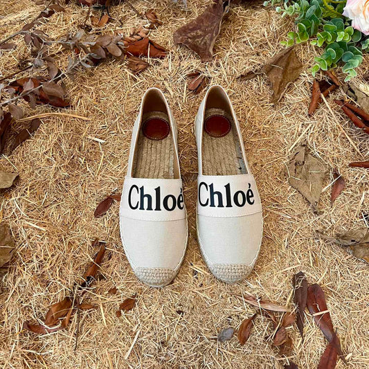 ЛОФЕРИ-ЕСПАДРИЛІ CHLOÉ 26S ЗІ СВІТЛО-БЕЖЕВОГО ПОЛОТНА