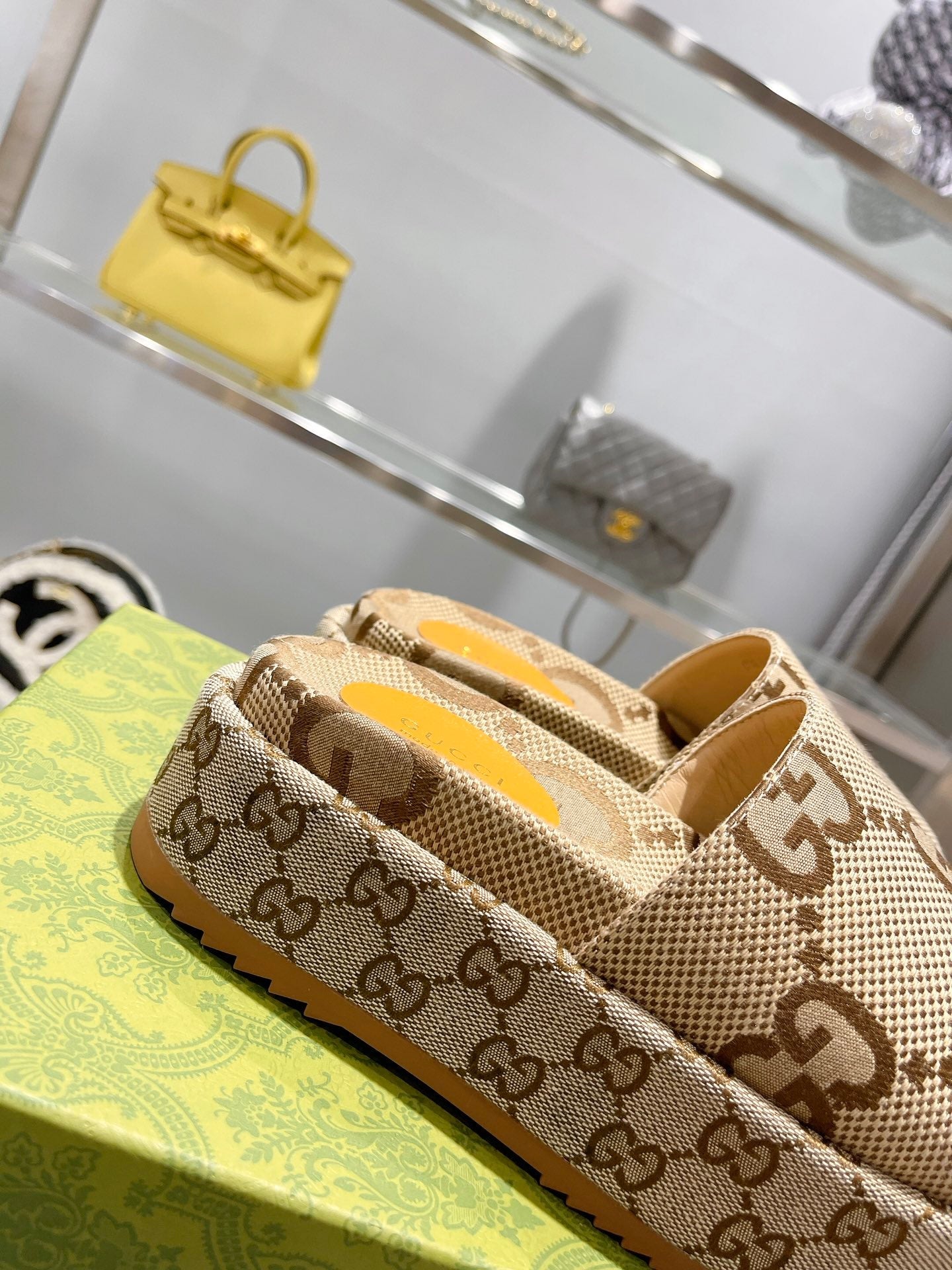 LV MONOGRAM THICK PLATFORM SANDALS IN BEIGE CANVAS - 35