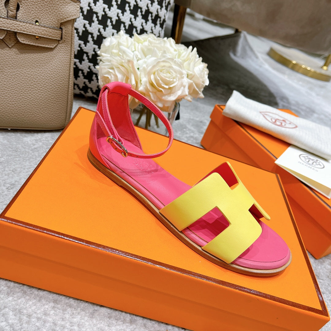 SANTORINI SANDAL PINK MIX LEMON CALFSKIN - 34
