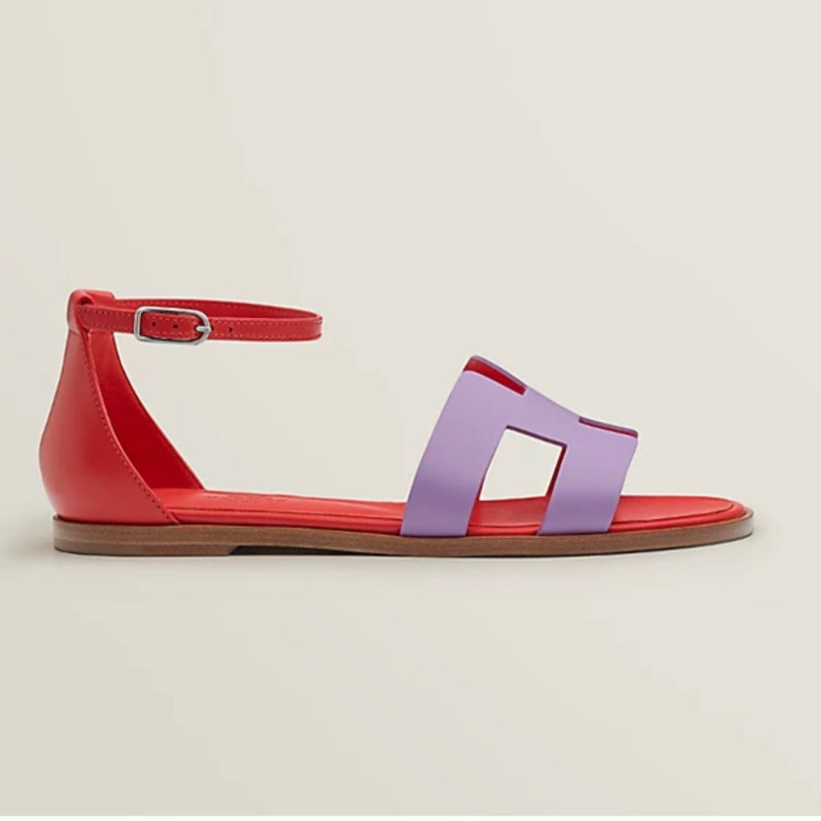 SANTORINI SANDAL CRIMSON MIX LAVENDER CALFSKIN - 34