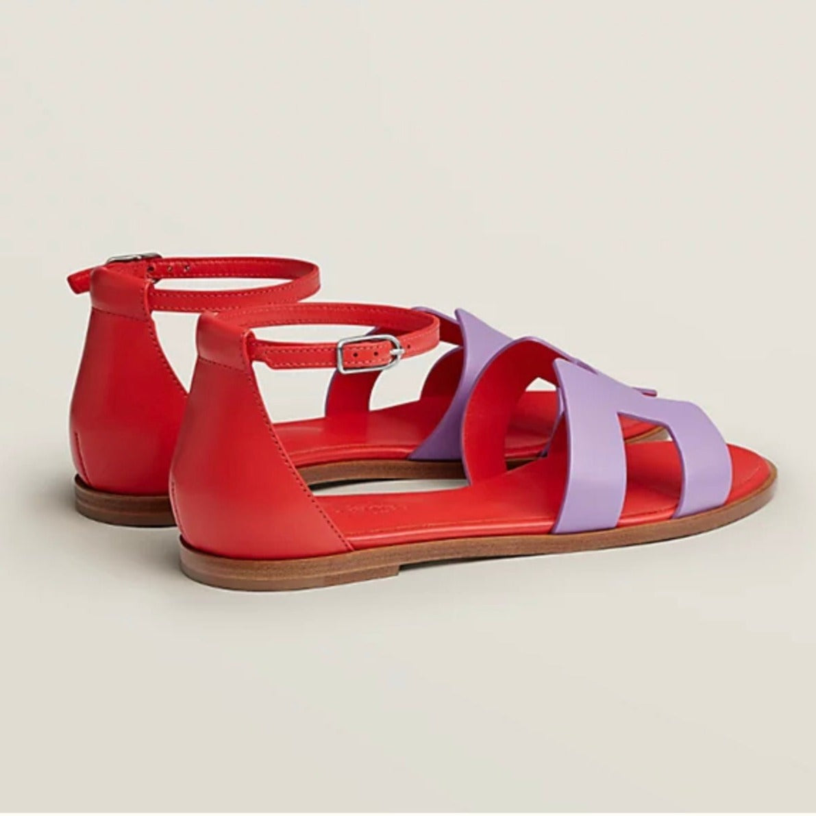 SANTORINI SANDAL CRIMSON MIX LAVENDER CALFSKIN - 34