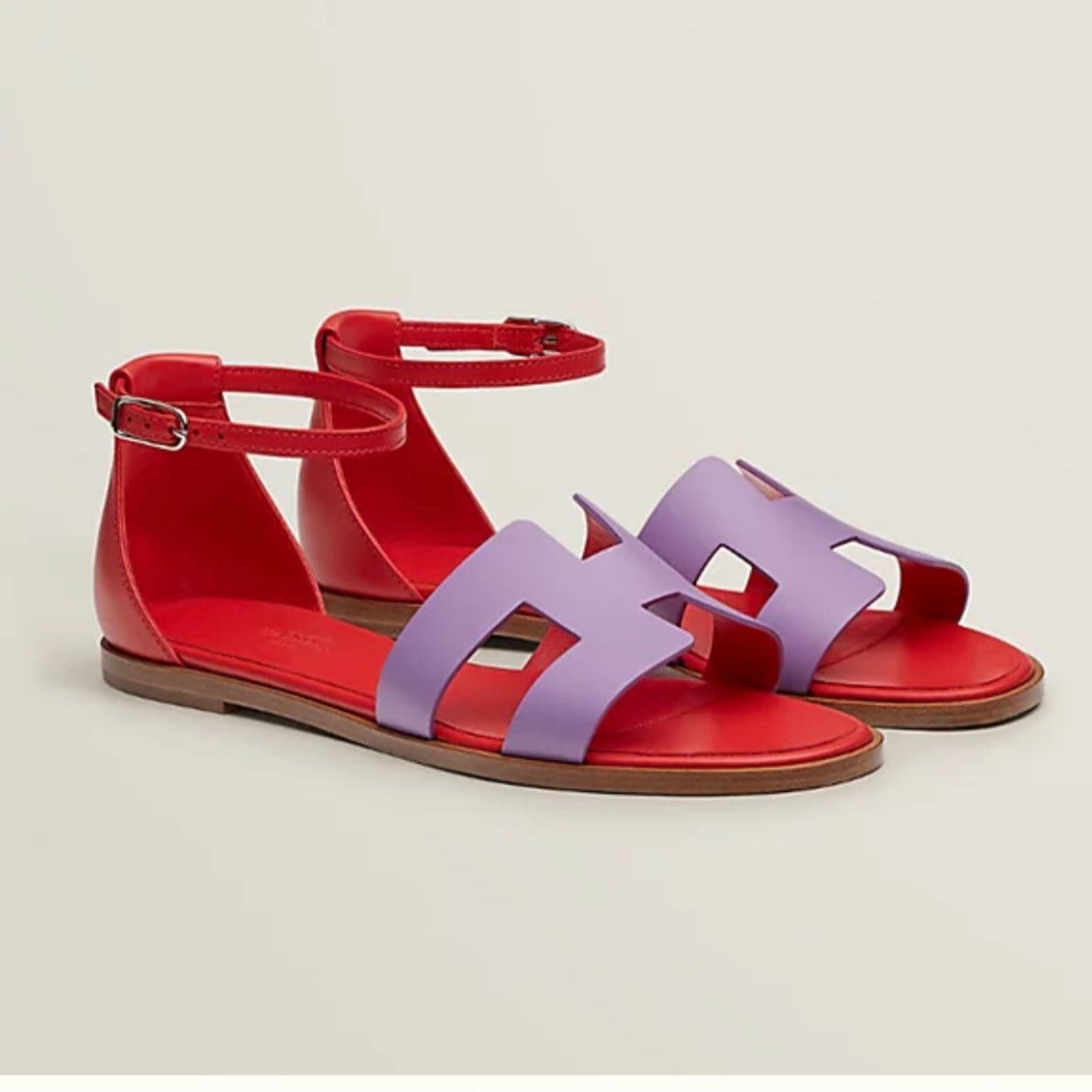SANTORINI SANDAL CRIMSON MIX LAVENDER CALFSKIN - 34
