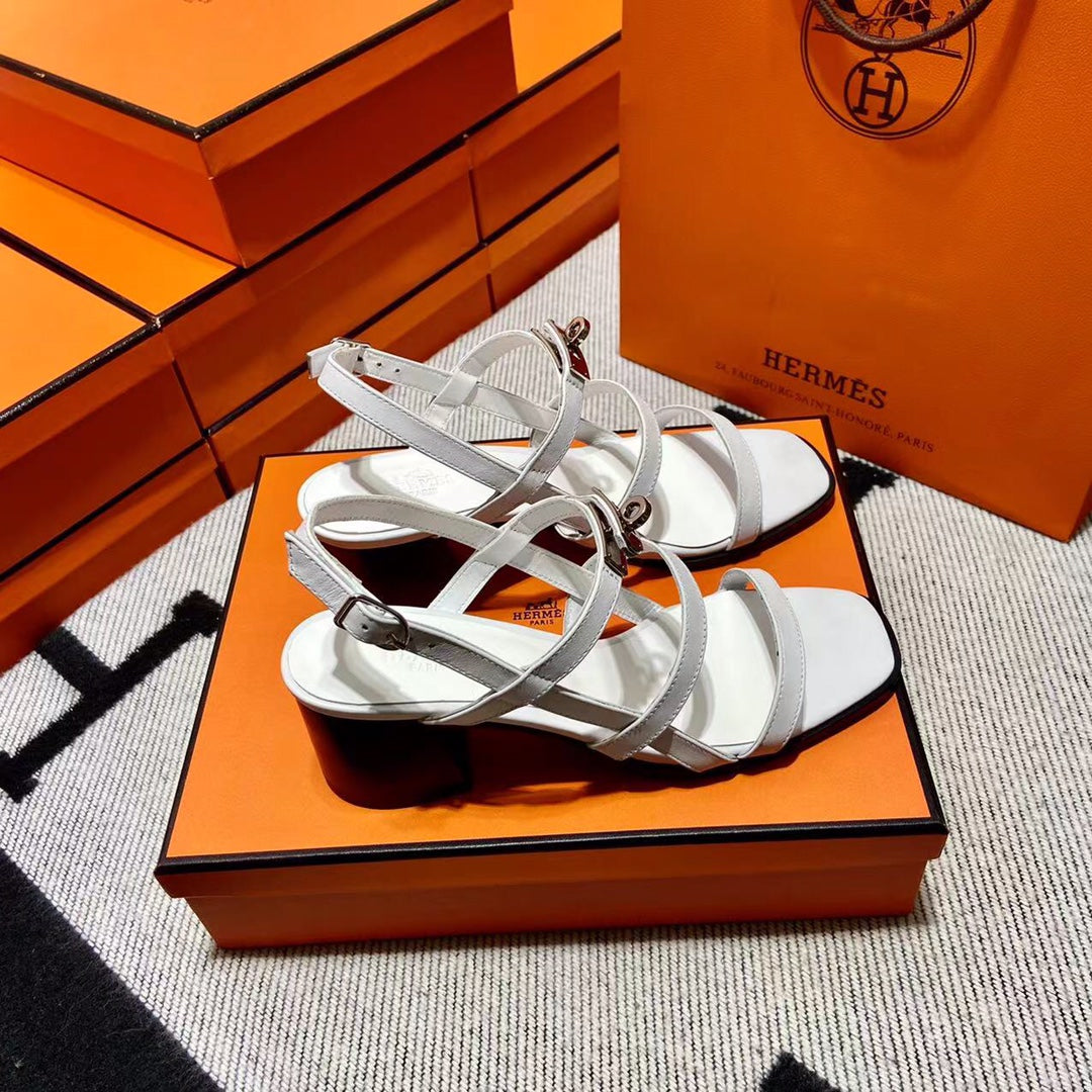 MID - SANDAL WHITE CALFSKIN - 35