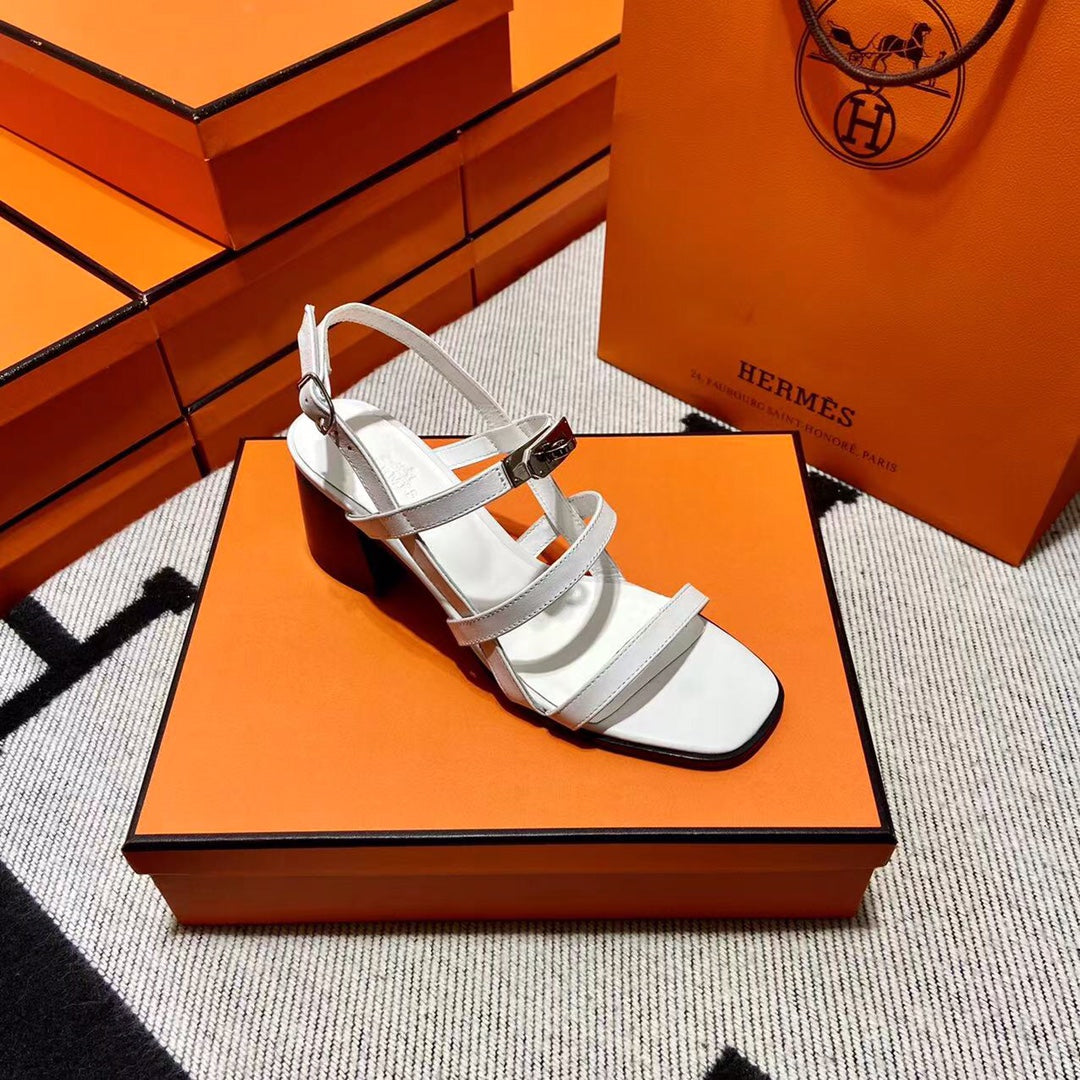 MID - SANDAL WHITE CALFSKIN - 35