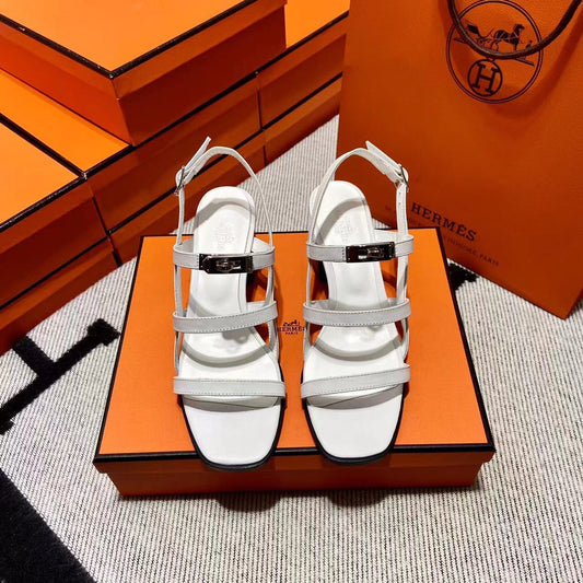 MID - SANDAL WHITE CALFSKIN - 35