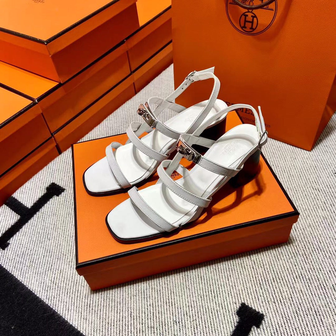 MID - SANDAL WHITE CALFSKIN - 35