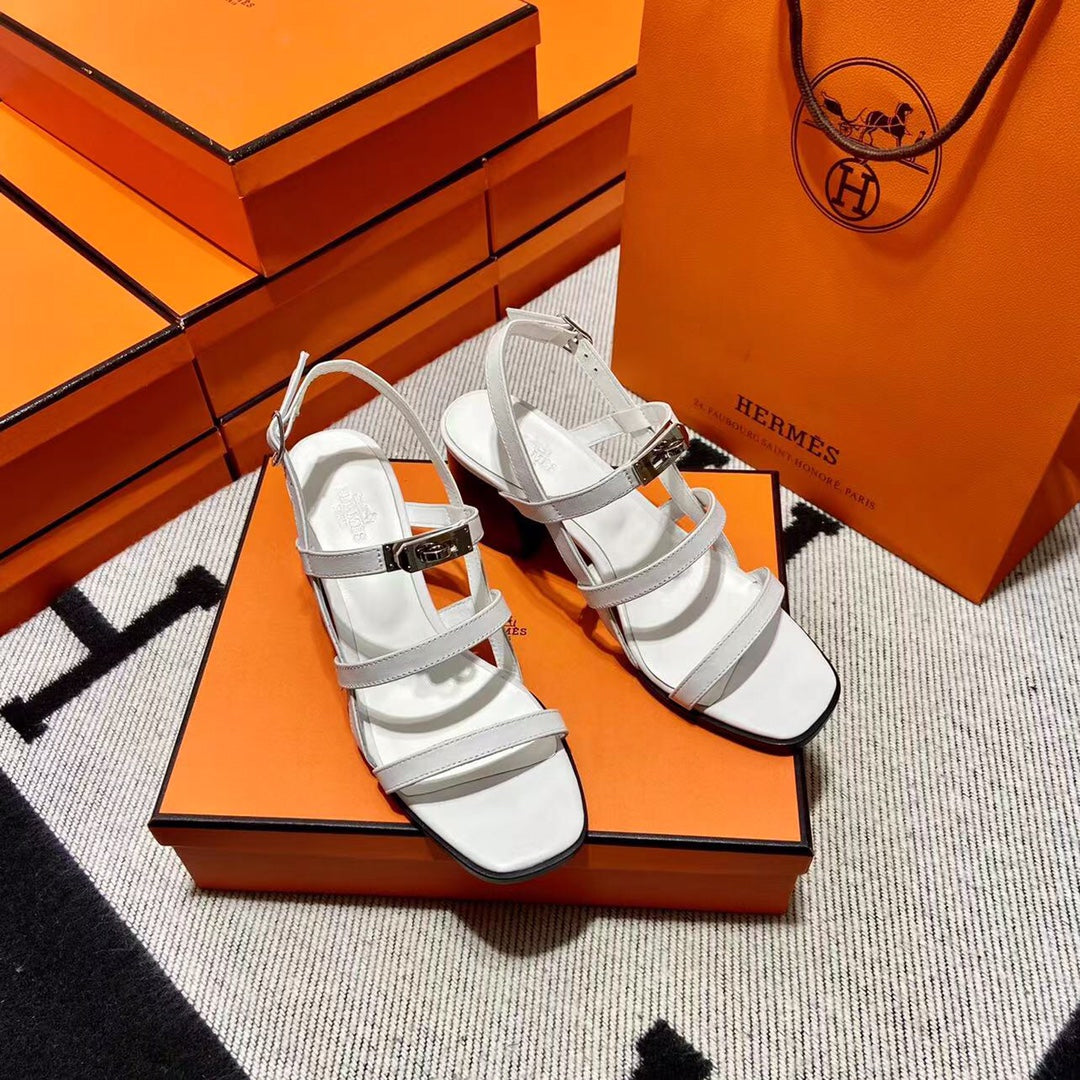 MID - SANDAL WHITE CALFSKIN - 35