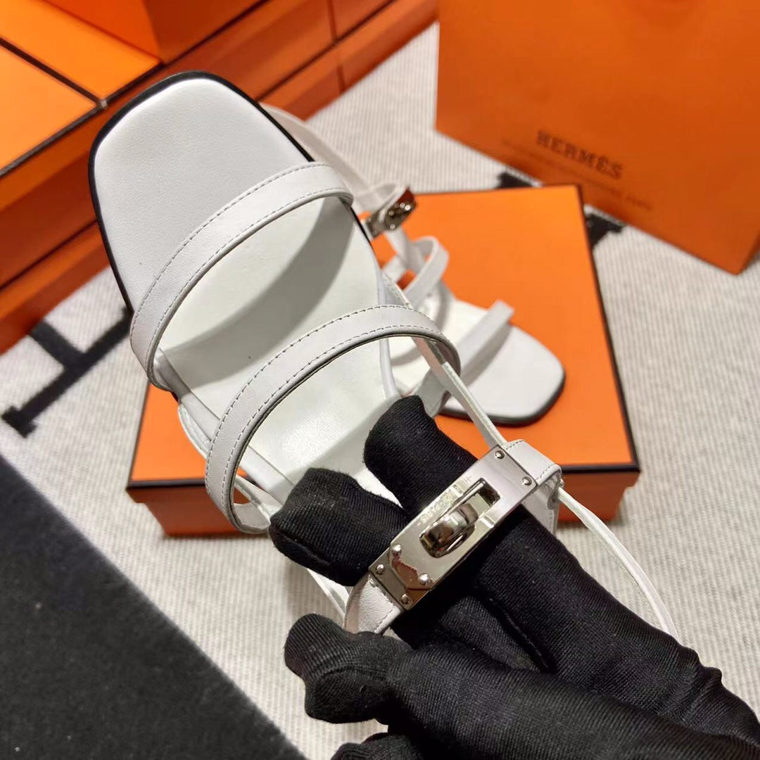 MID - SANDAL WHITE CALFSKIN - 35