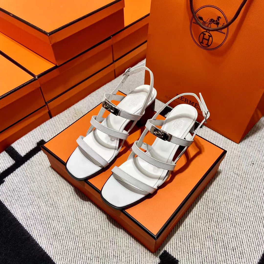 MID - SANDAL WHITE CALFSKIN - 35