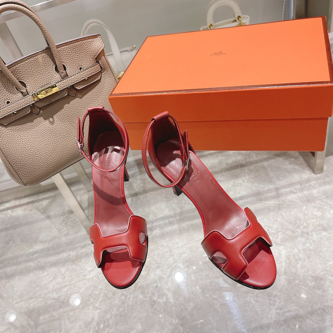 PREMIERE 105 SANDAL IN CHERRY RED CALFSKIN - 35