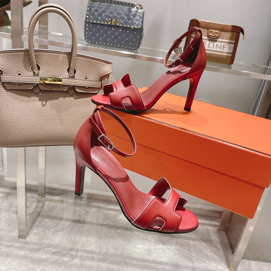 PREMIERE 105 SANDAL IN CHERRY RED CALFSKIN - 35