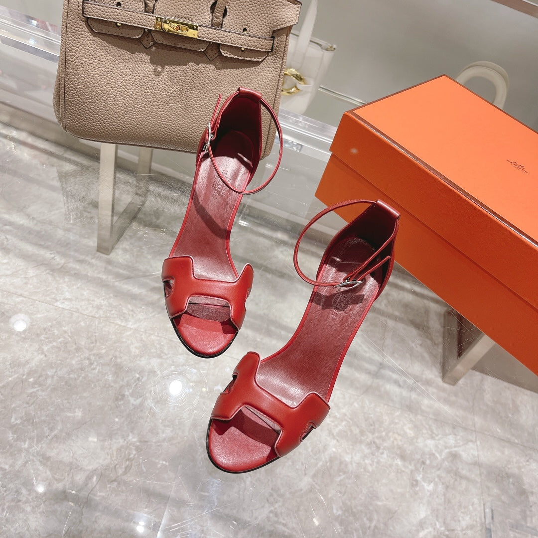 PREMIERE 105 SANDAL IN CHERRY RED CALFSKIN - 35