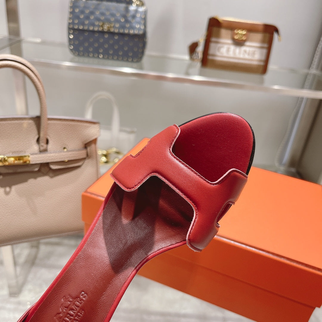 PREMIERE 70 SANDAL IN CHERRY RED CALFSKIN - 35