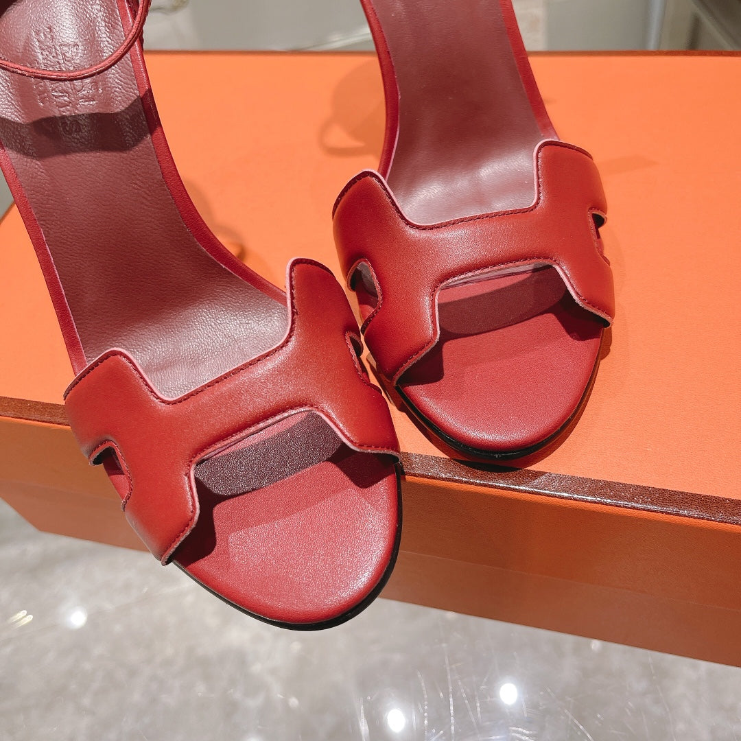PREMIERE 115 SANDAL IN CHERRY RED CALFSKIN - 35