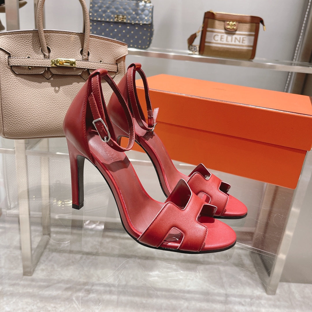 PREMIERE 115 SANDAL IN CHERRY RED CALFSKIN - 35