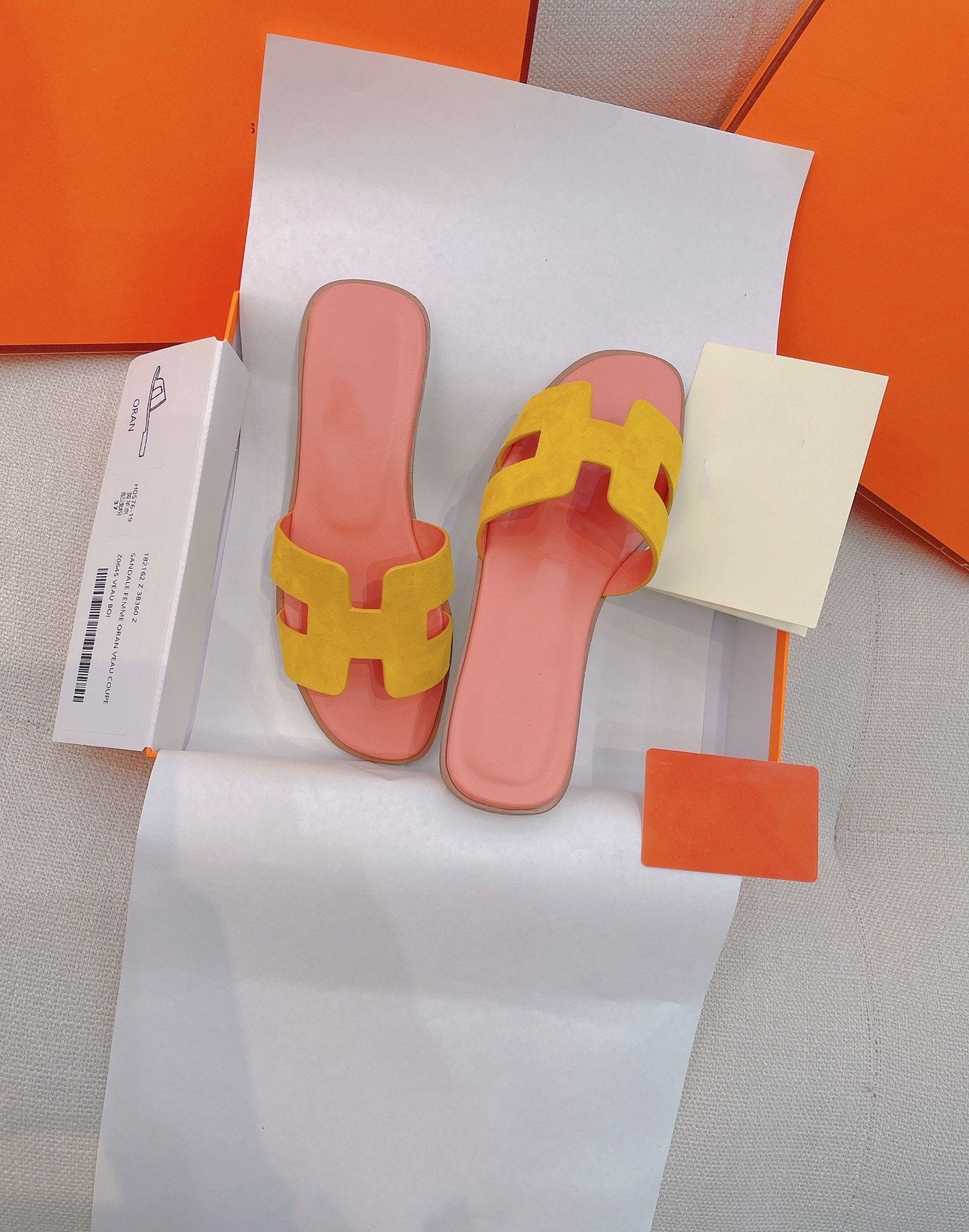 0ran Sandal Light Pink/Yellow Suede - 35