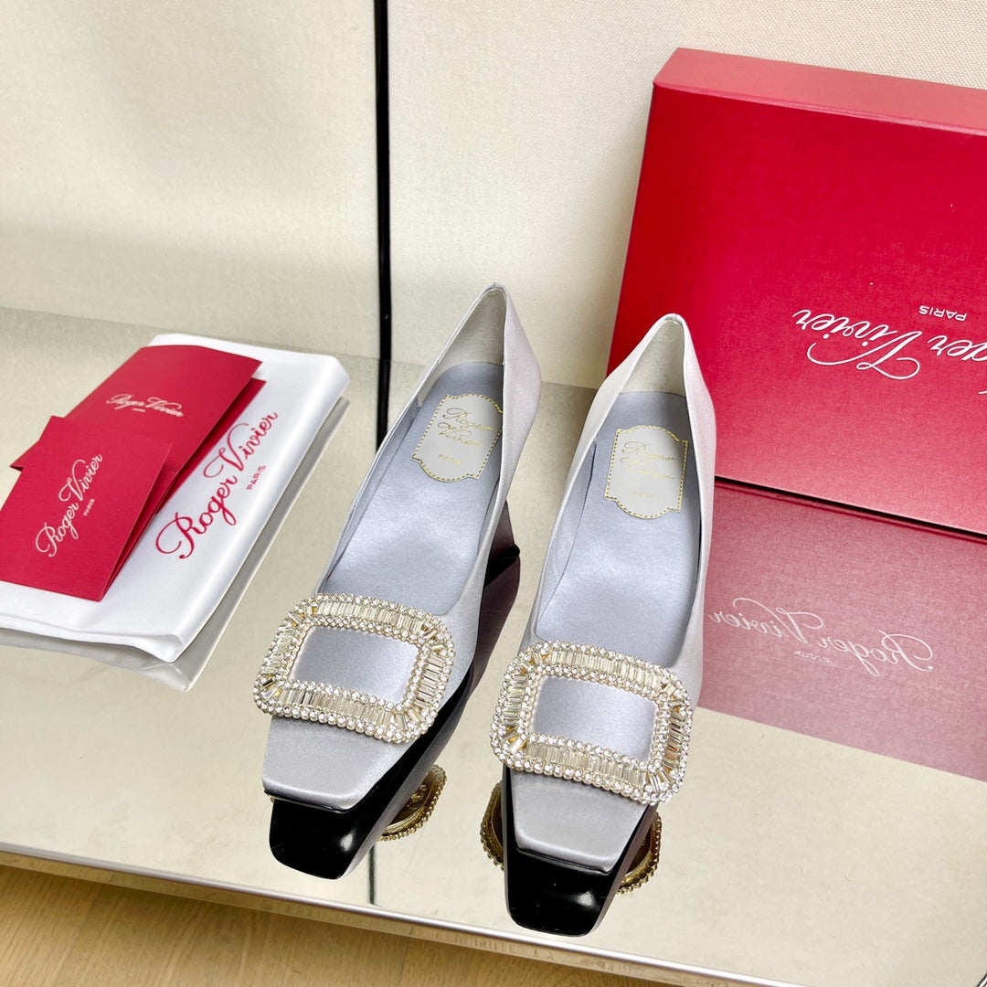 BELLE VIVIER PUMPS IN PLATINUM SILK - 34