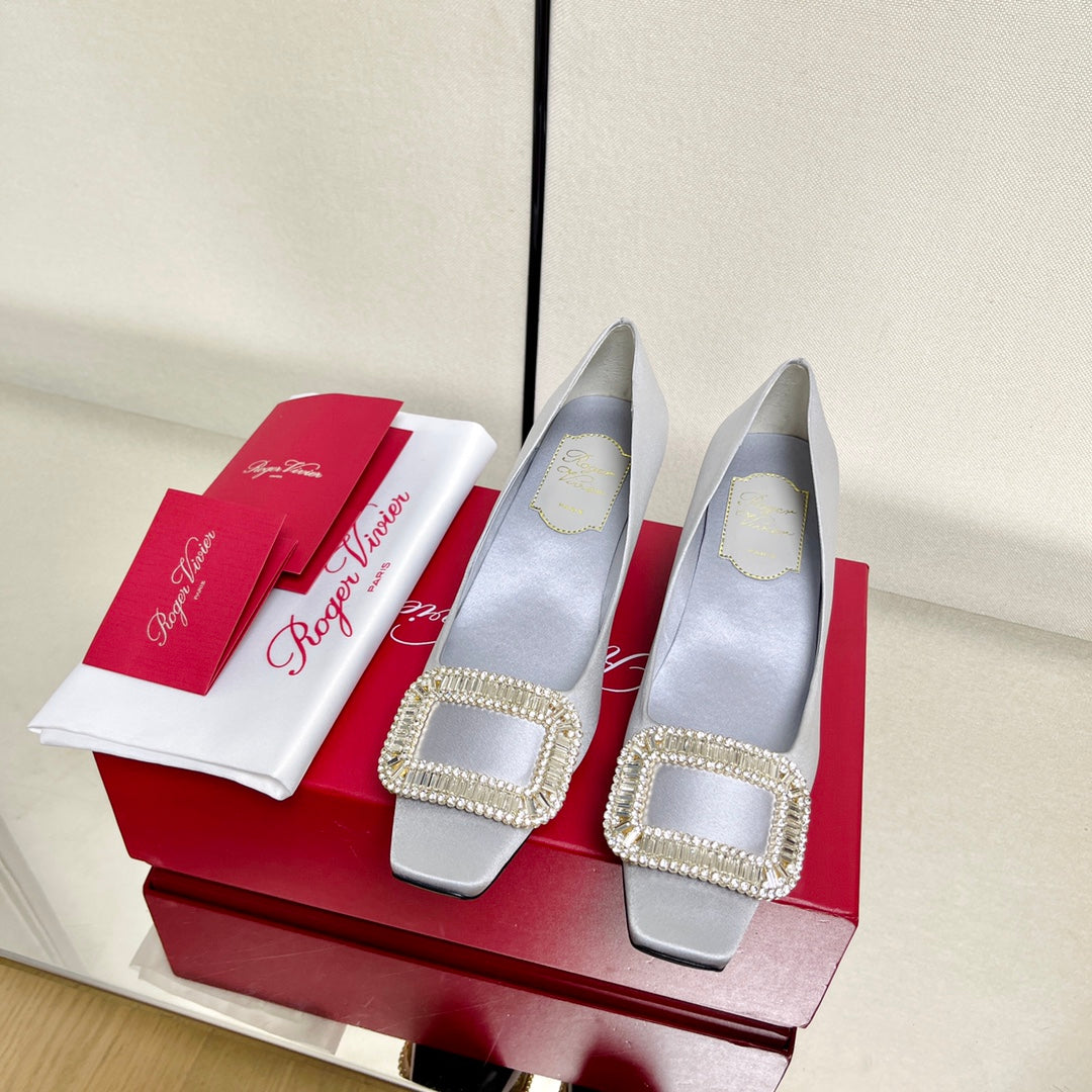 BELLE VIVIER PUMPS IN PLATINUM SILK - 34