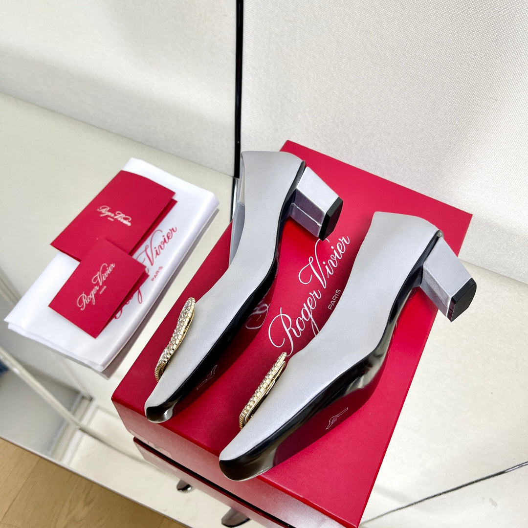 BELLE VIVIER PUMPS IN PLATINUM SILK - 34