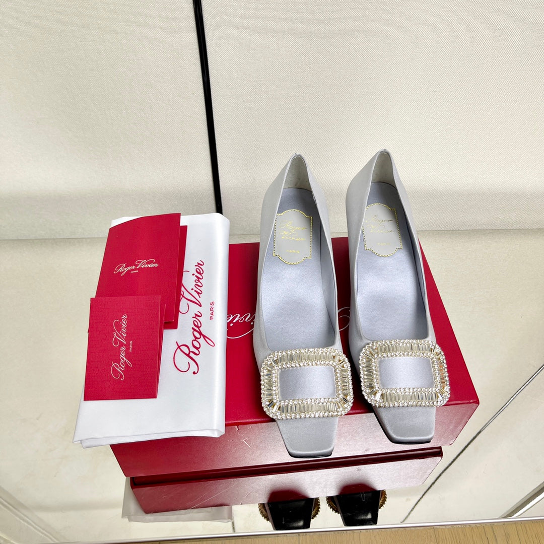 BELLE VIVIER PUMPS IN PLATINUM SILK - 34