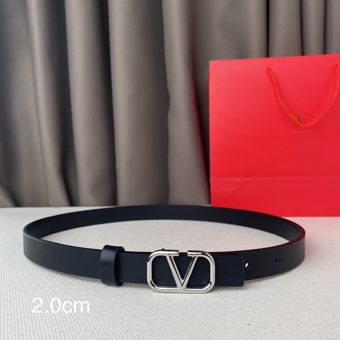 REVERSIBLE VLOGO SIGNATURE BELT IN GLOSSY ALL BLACK CALFSKIN SHW 20 MM - 30