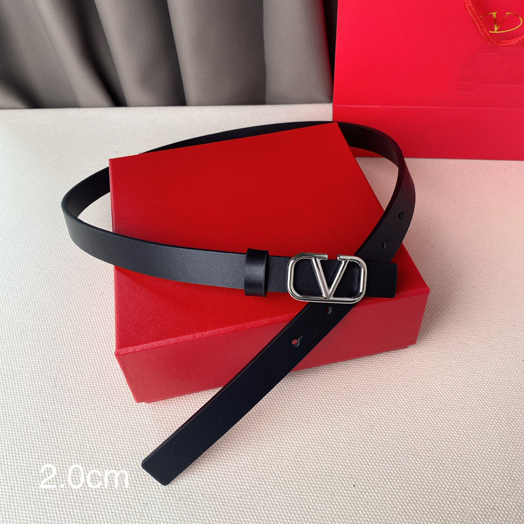 REVERSIBLE VLOGO SIGNATURE BELT IN GLOSSY ALL BLACK CALFSKIN SHW 20 MM - 30