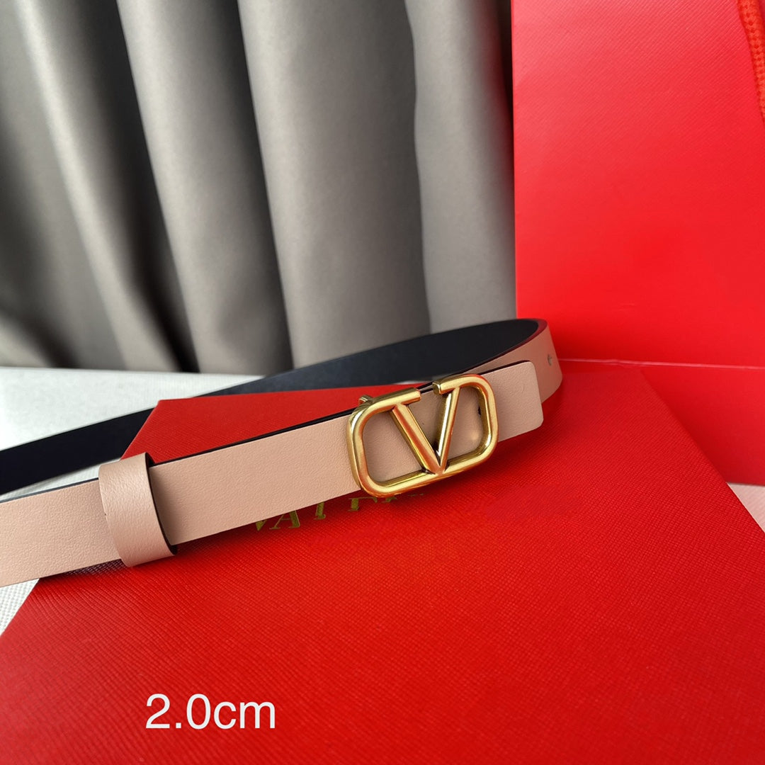 REVERSIBLE VLOGO SIGNATURE BELT IN GLOSSY BEIGE BLACK CALFSKIN GHW 20 MM - 30