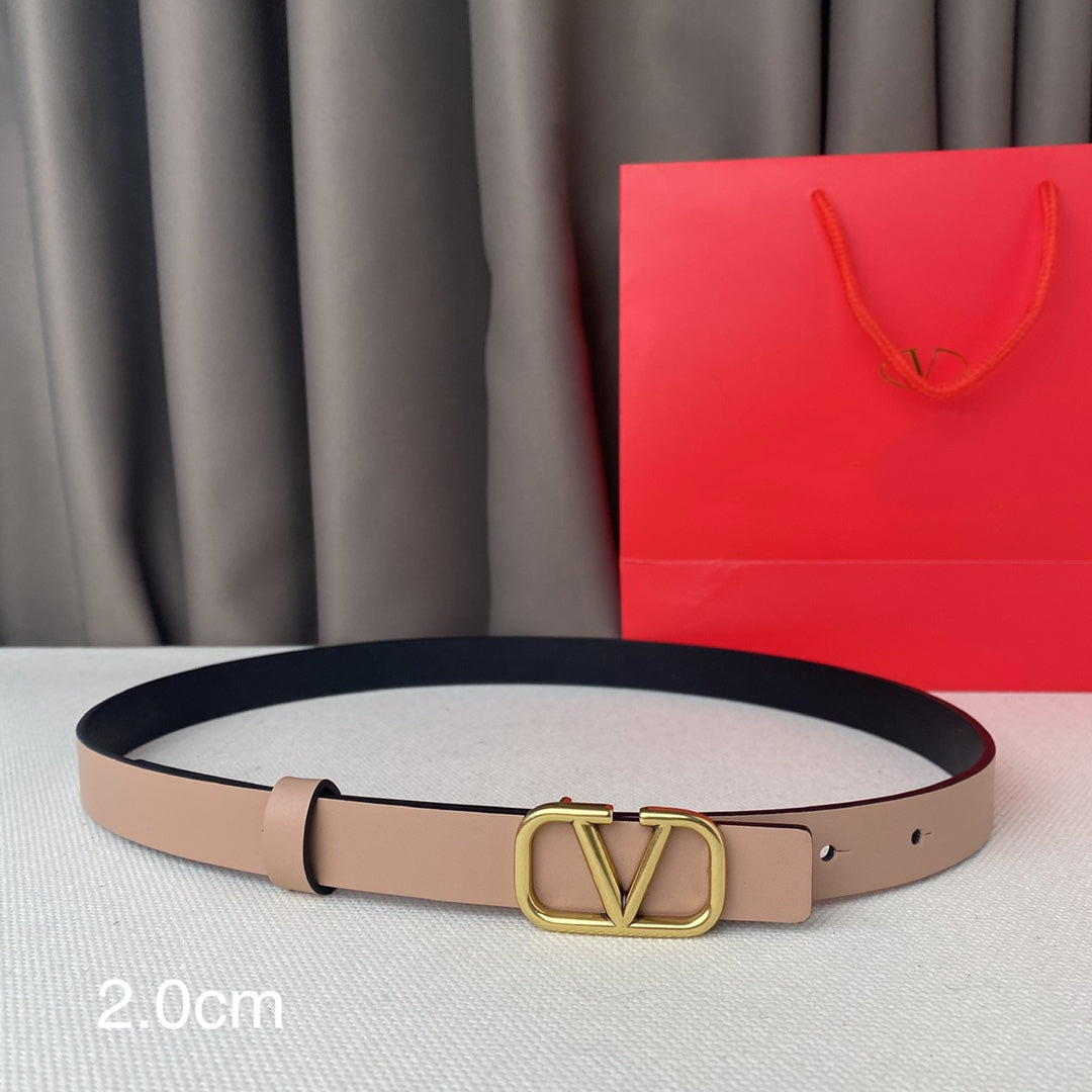 REVERSIBLE VLOGO SIGNATURE BELT IN GLOSSY BEIGE BLACK CALFSKIN GHW 20 MM - 30