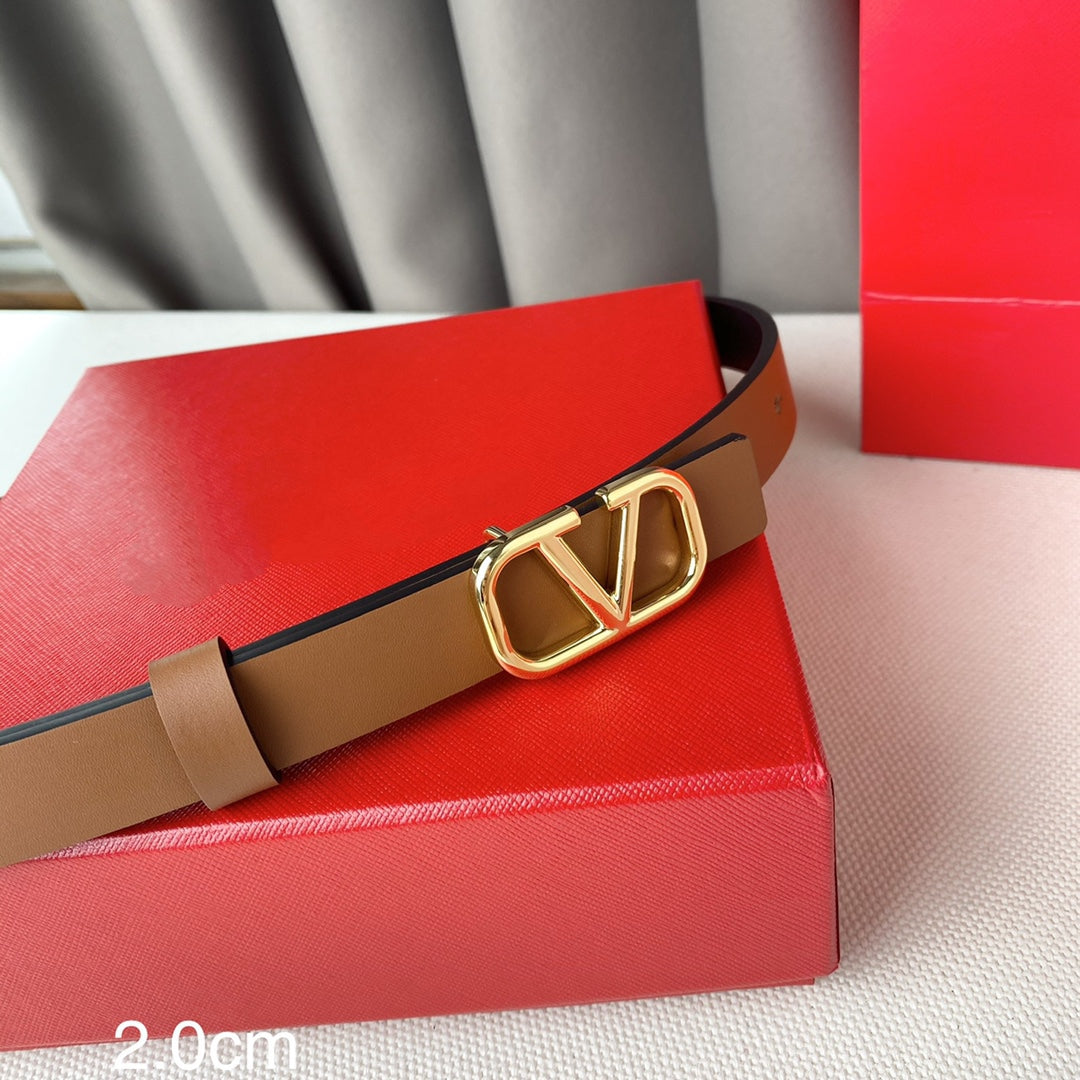 REVERSIBLE VLOGO SIGNATURE BELT IN GLOSSY BROWN BLACK CALFSKIN GHW 20 MM - 30