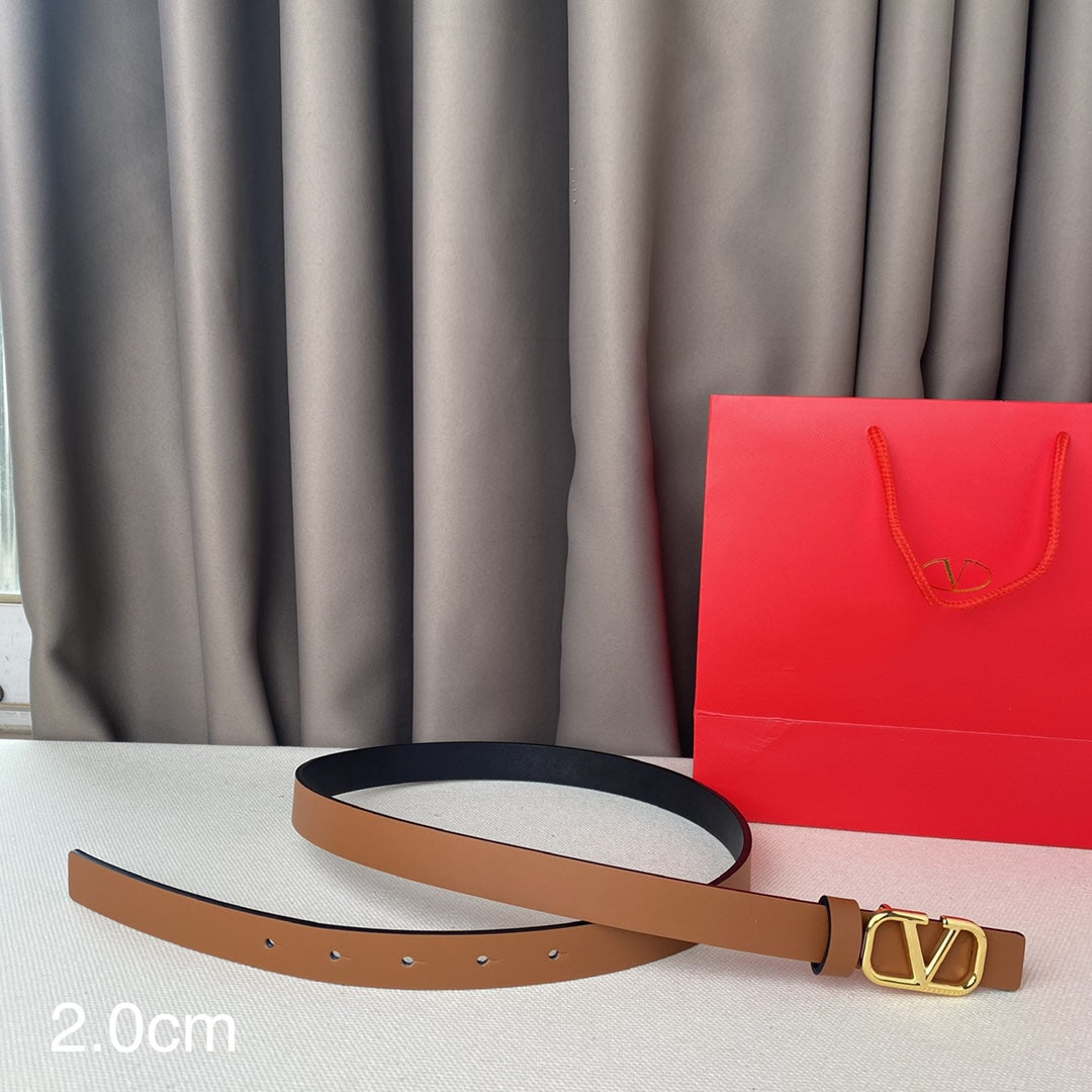REVERSIBLE VLOGO SIGNATURE BELT IN GLOSSY BROWN BLACK CALFSKIN GHW 20 MM - 30