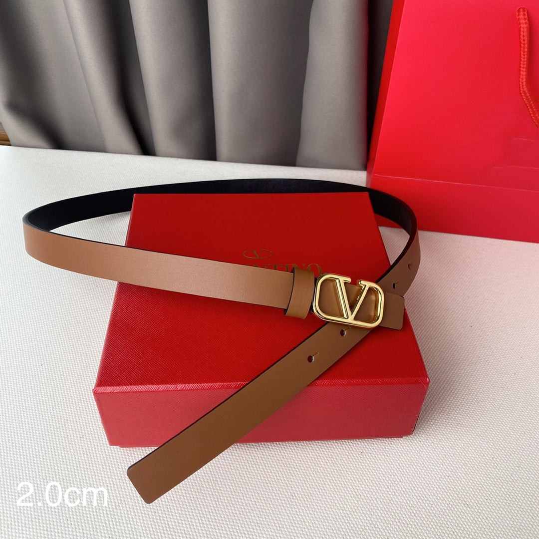 REVERSIBLE VLOGO SIGNATURE BELT IN GLOSSY BROWN BLACK CALFSKIN GHW 20 MM - 30