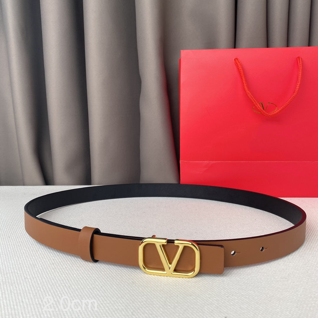 REVERSIBLE VLOGO SIGNATURE BELT IN GLOSSY BROWN BLACK CALFSKIN GHW 20 MM - 30