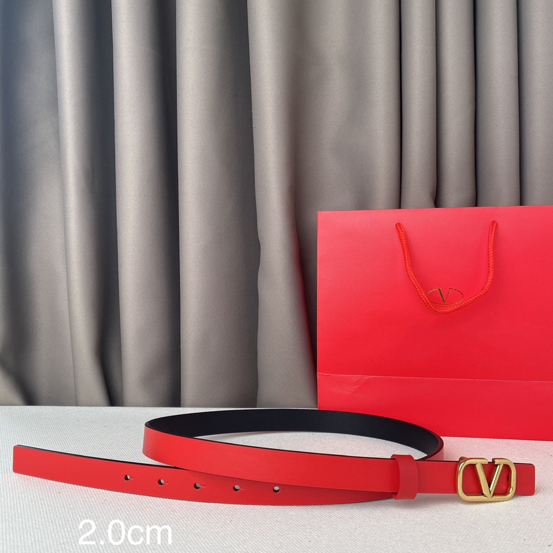 REVERSIBLE VLOGO SIGNATURE BELT IN GLOSSY BLACK RED CALFSKIN GHW 20 MM - 30