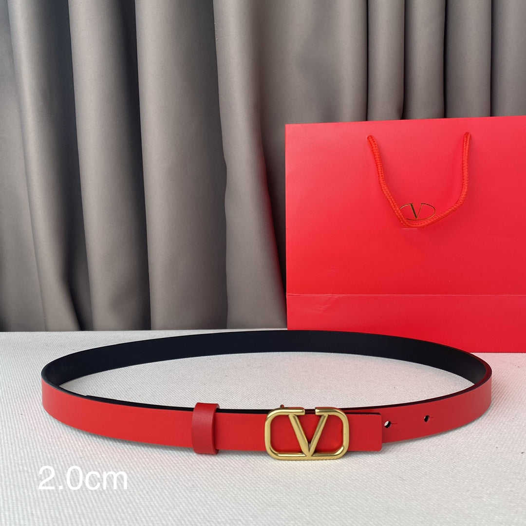 REVERSIBLE VLOGO SIGNATURE BELT IN GLOSSY BLACK RED CALFSKIN GHW 20 MM - 30