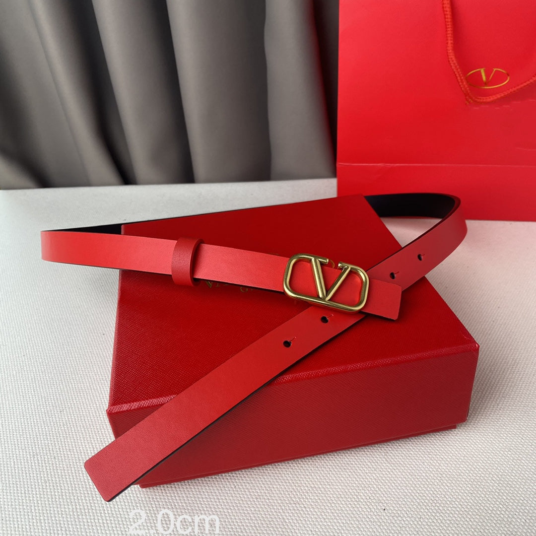 REVERSIBLE VLOGO SIGNATURE BELT IN GLOSSY BLACK RED CALFSKIN GHW 20 MM - 30