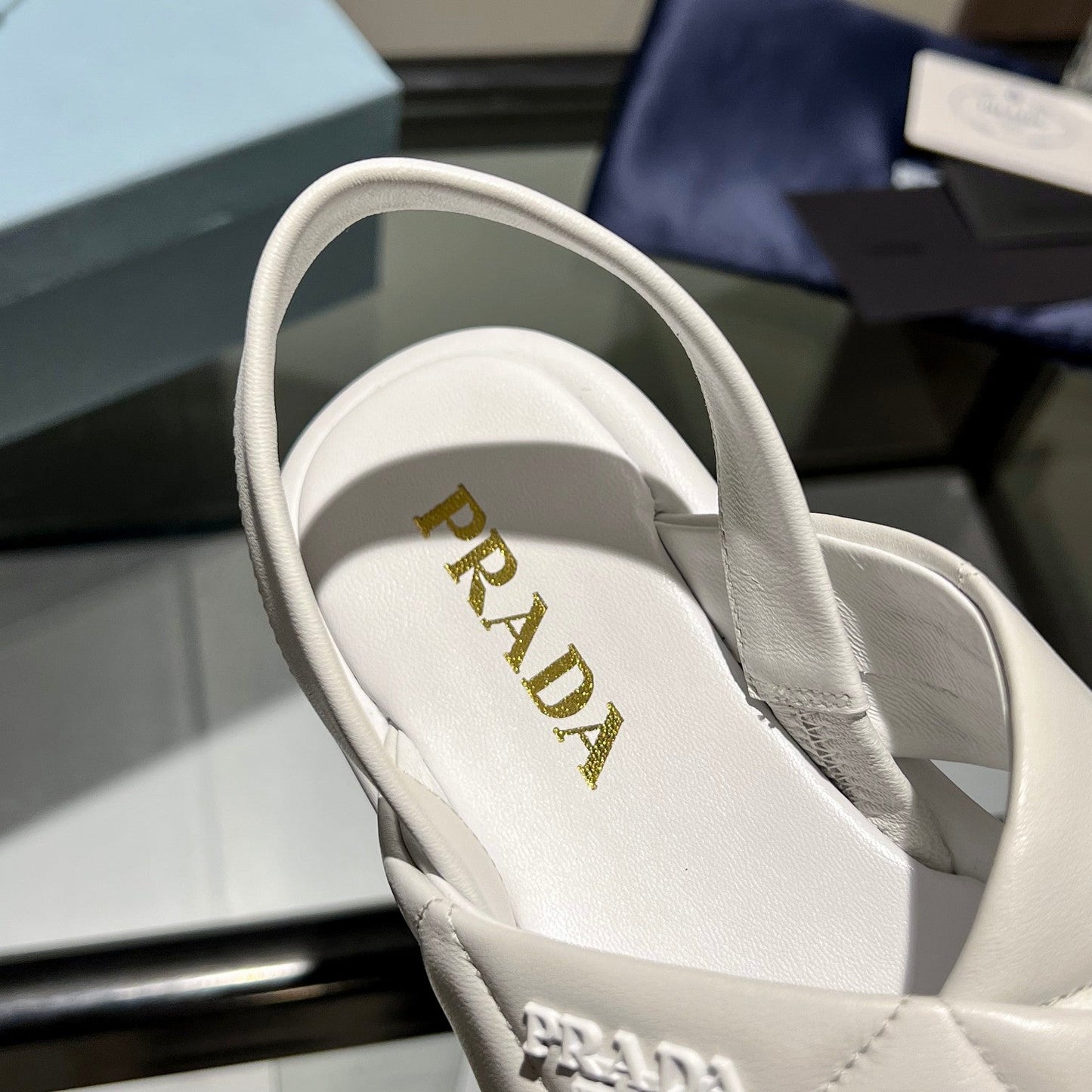 PRA PADDED CRISSCROSS SANDALS WHITE LAMBSKIN - 35