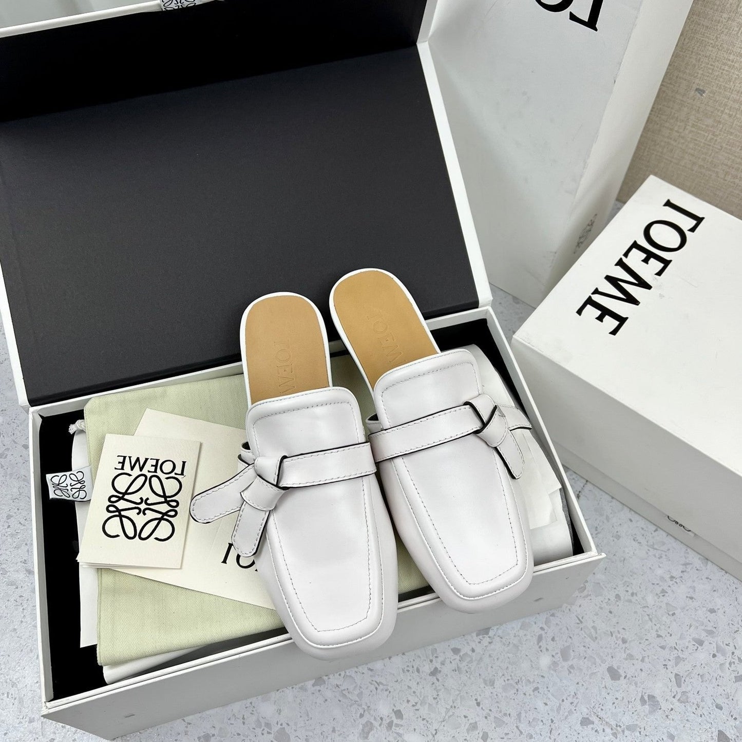 LW GATE BELTED MULE WHITE CALFSKIN - 35
