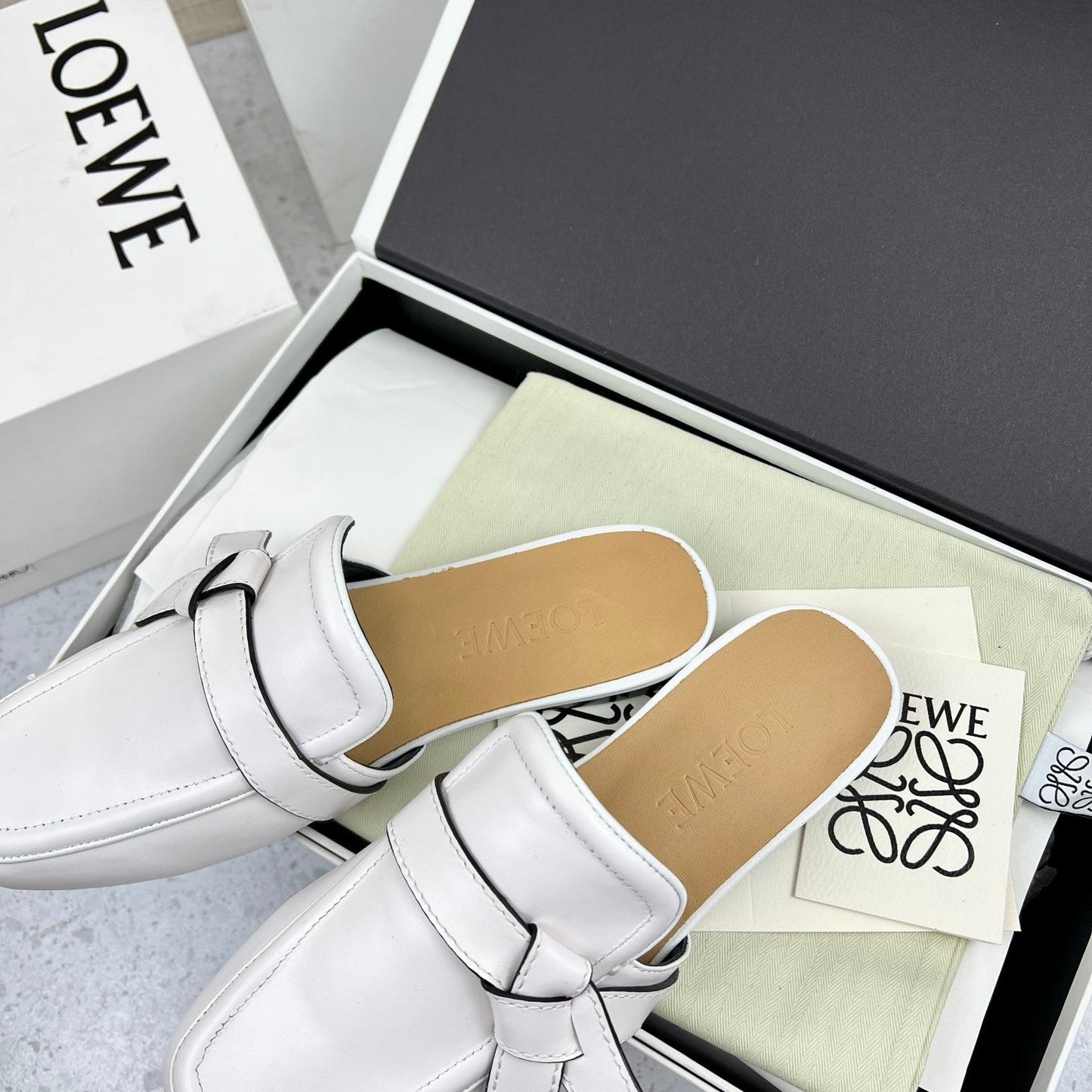 LW GATE BELTED MULE WHITE CALFSKIN - 35