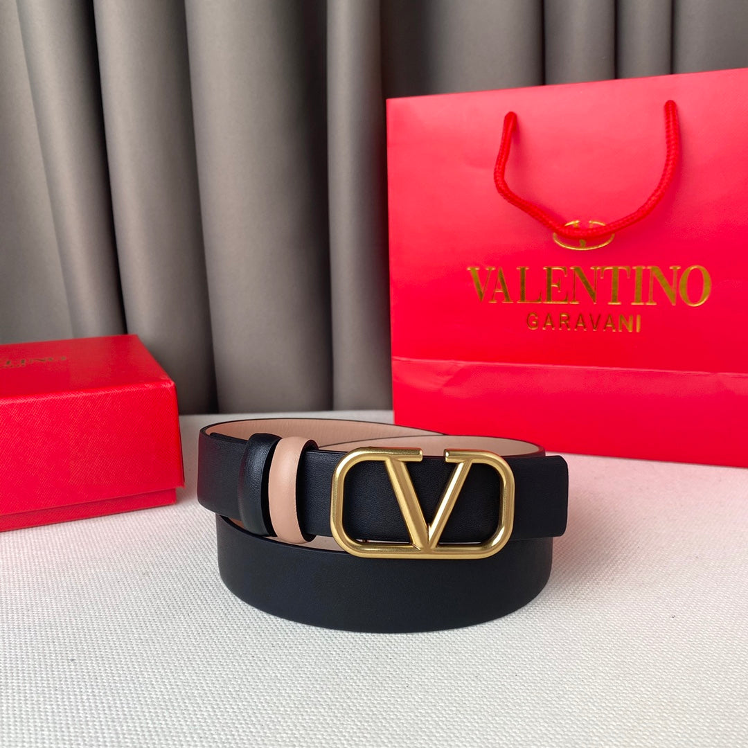 REVERSIBLE VLOGO SIGNATURE BELT IN GLOSSY BEIGE BLACK CALFSKIN GHW 30 MM - 30