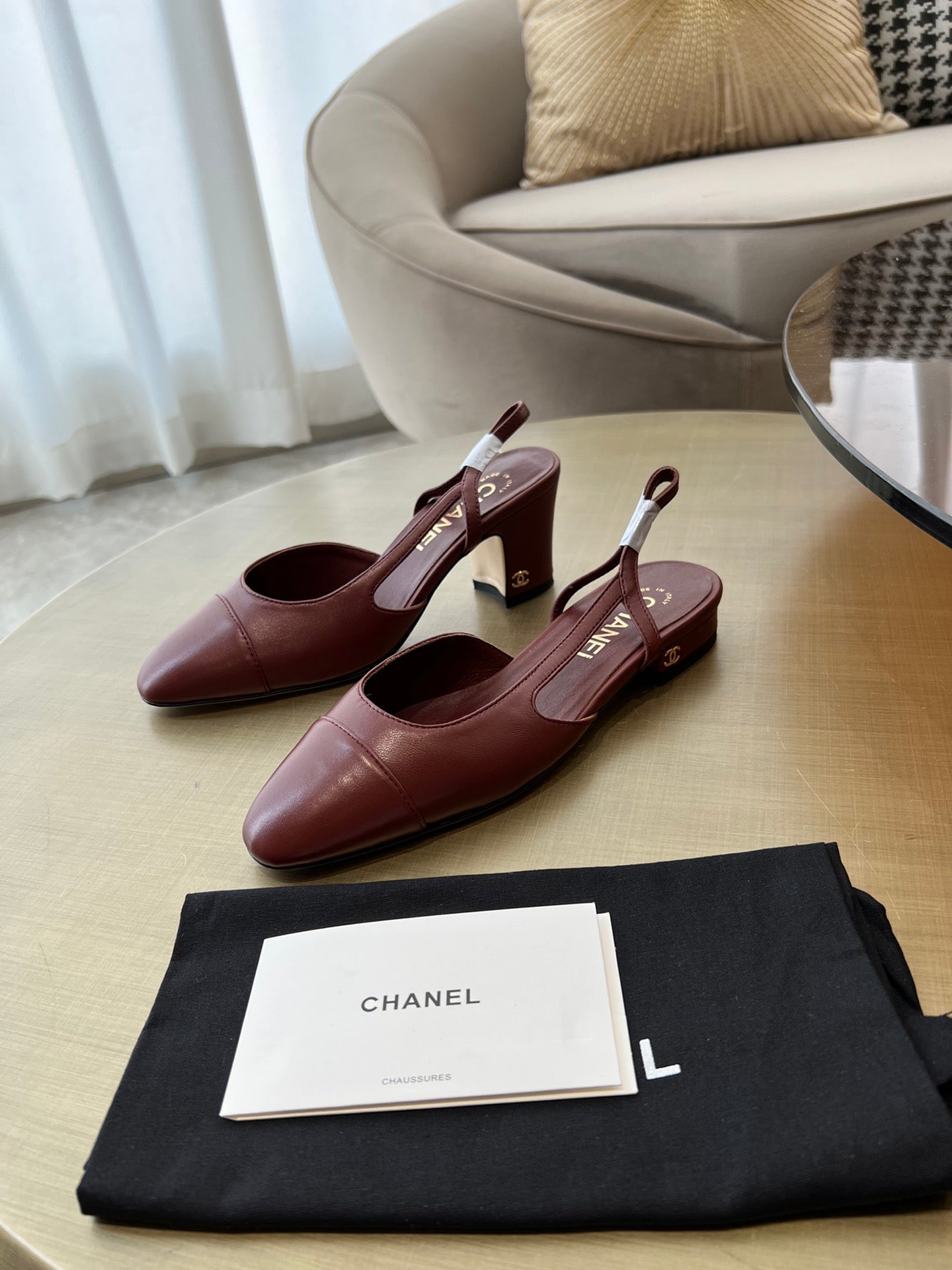 SLINGBACKS WINE RED CALFSKIN - 35