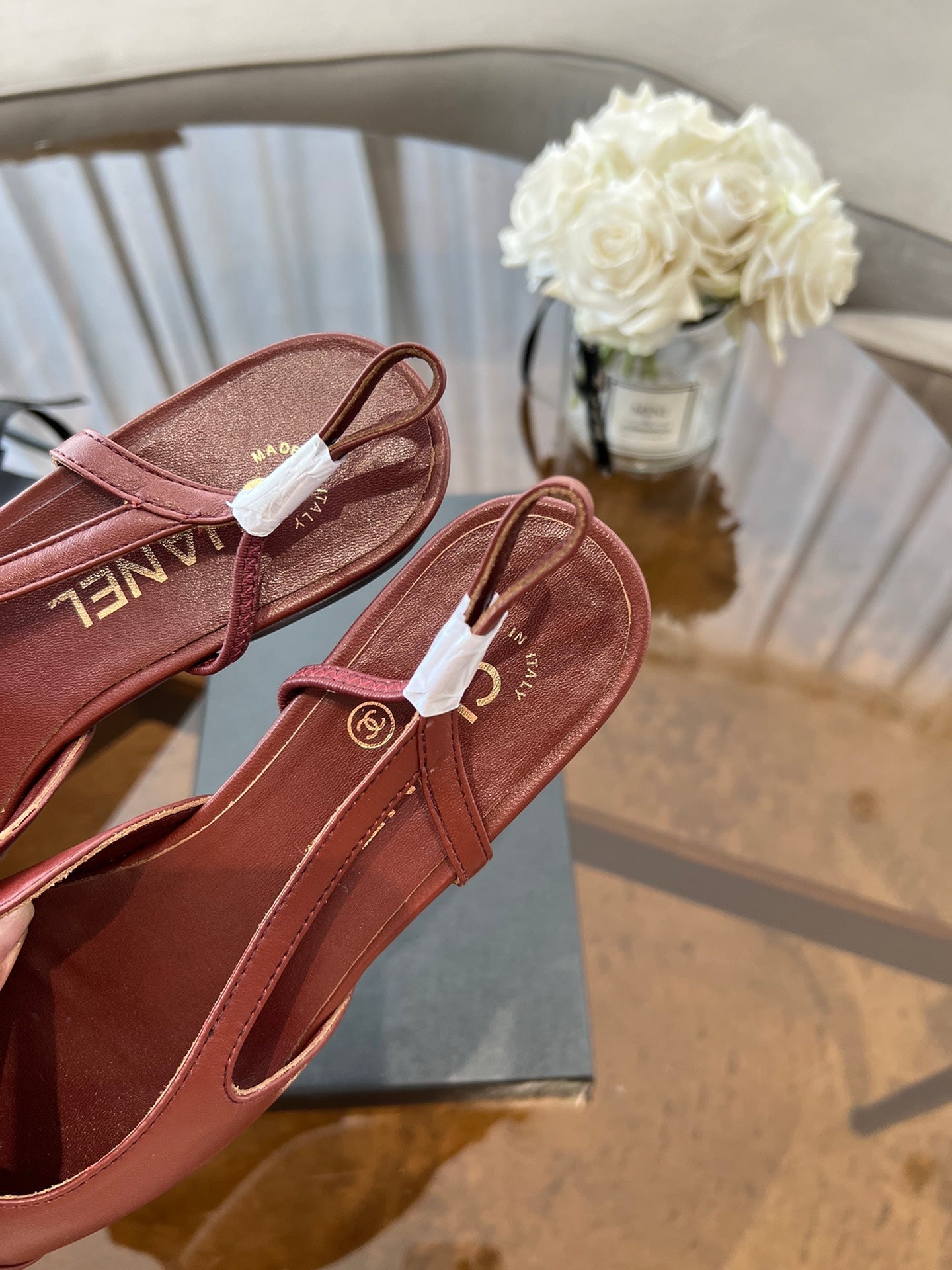 SLINGBACKS WINE RED CALFSKIN - 35