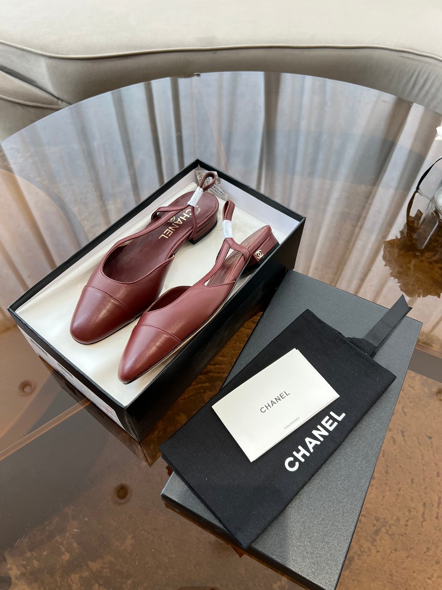SLINGBACKS WINE RED CALFSKIN - 35
