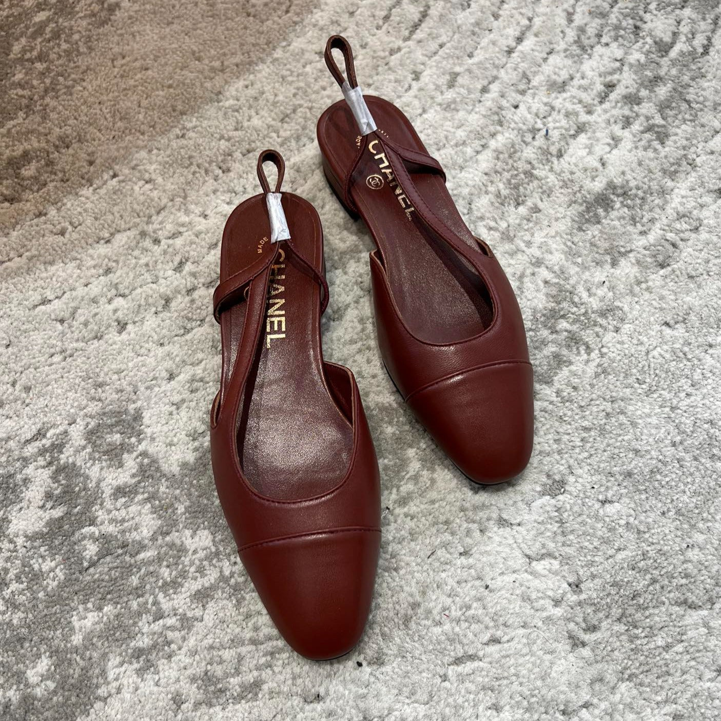 SLINGBACKS WINE RED CALFSKIN - 35