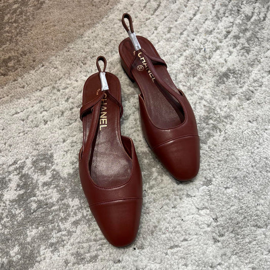 SLINGBACKS WINE RED CALFSKIN - 35