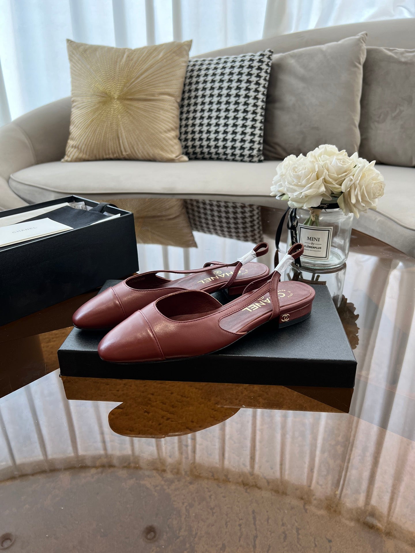 SLINGBACKS WINE RED CALFSKIN - 35
