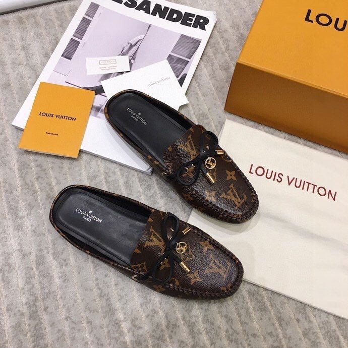 LV WOMEN'S EASY MULE IN CHOCOLATE BROWN MONOGRAM CALFSKIN - 35